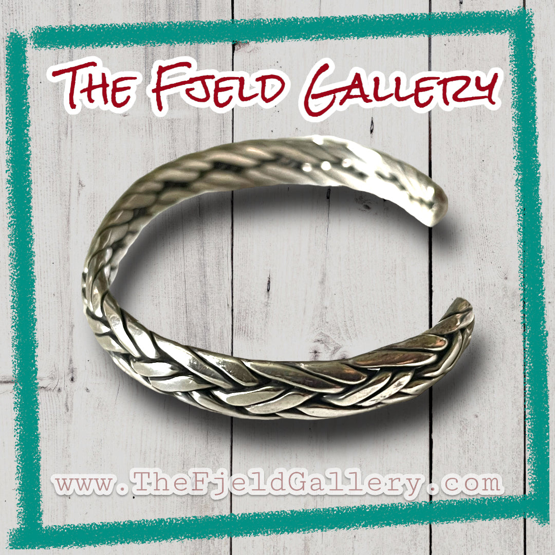 Vintage Cable Weave Sterling Silver Cuff Bracelet