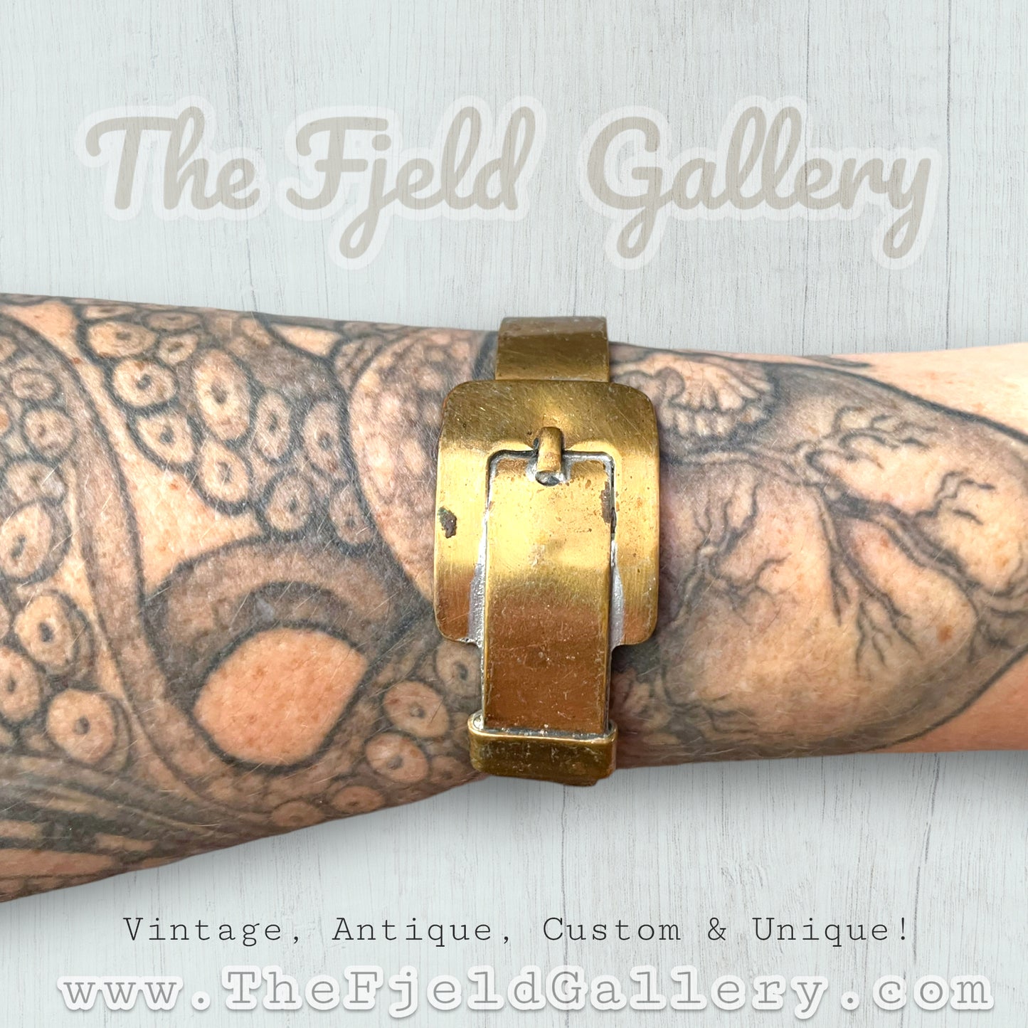Vintage Brass Belt Cuff Bracelet