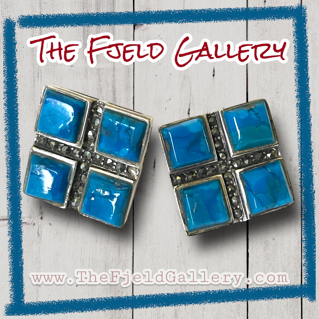 Vintage Sterling Turquoise & Marcasite Earrings