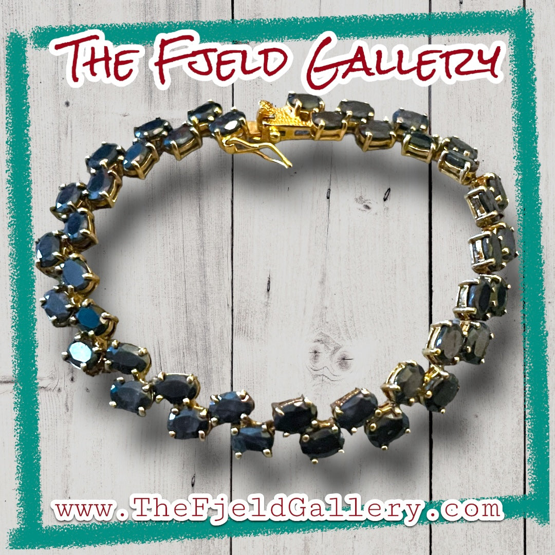 Sapphire Gemstone Vermeil Gold Plated Sterling Silver Tennis Bracelet