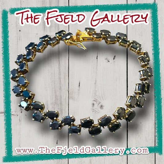 Sapphire Gemstone Vermeil Gold Plated Sterling Silver Tennis Bracelet