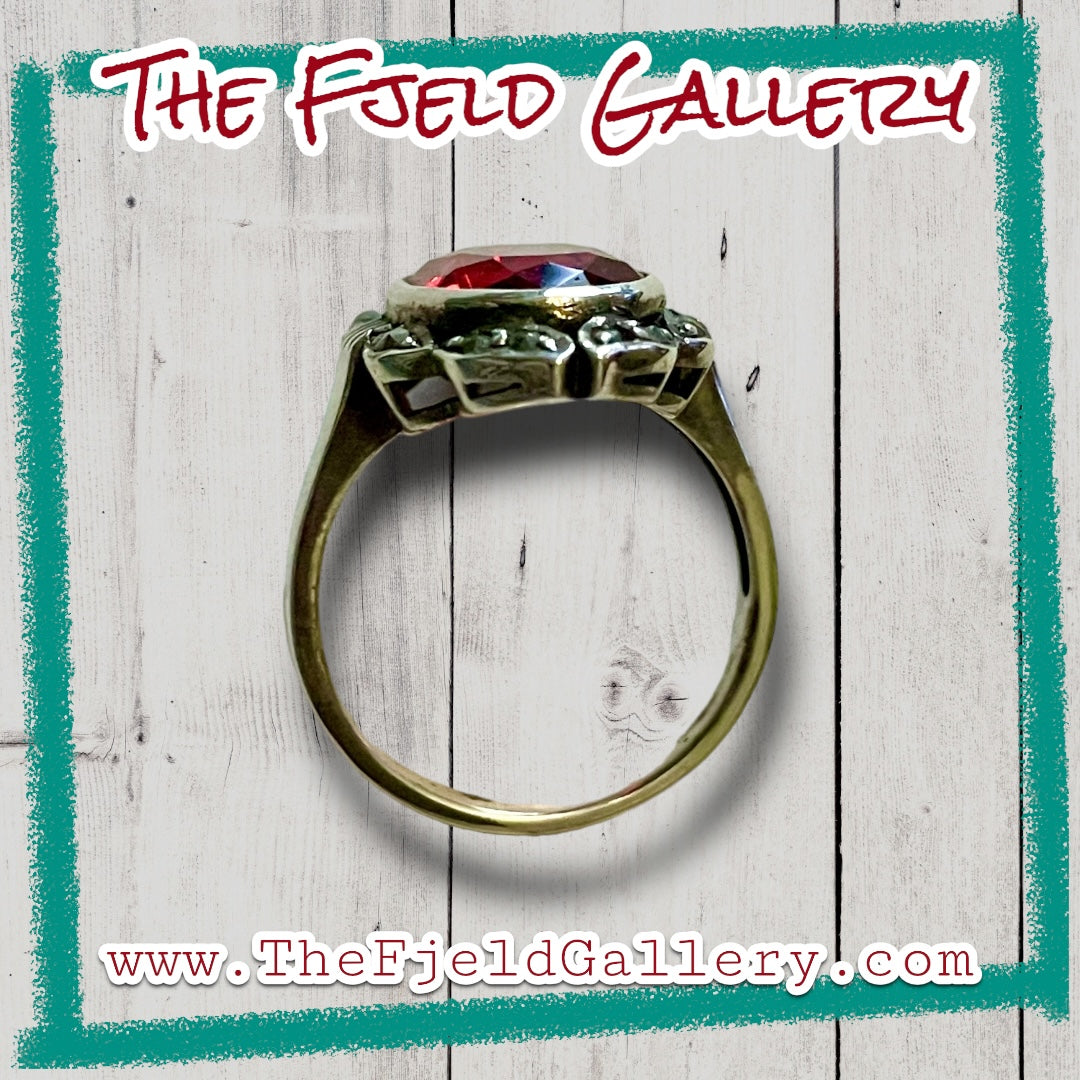 Ruby & Marcasite Sterling Silver Ring