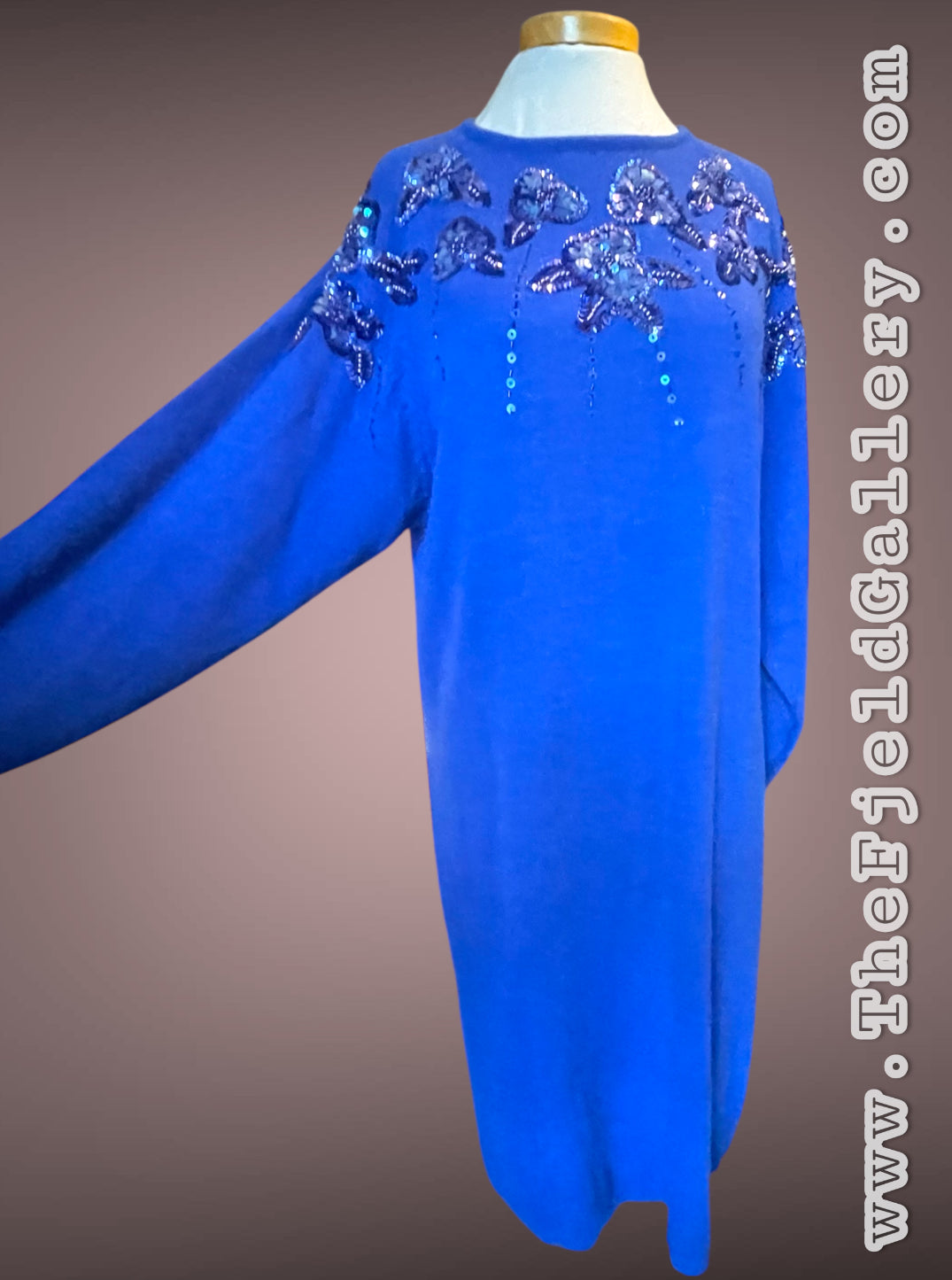Vintage 1980’s Blue Sequin Sweater Dress