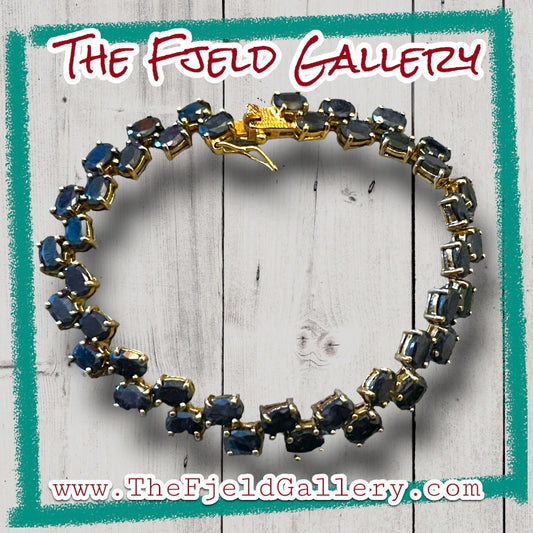 Sapphire Gemstone Vermeil Gold Plated Sterling Silver Tennis Bracelet