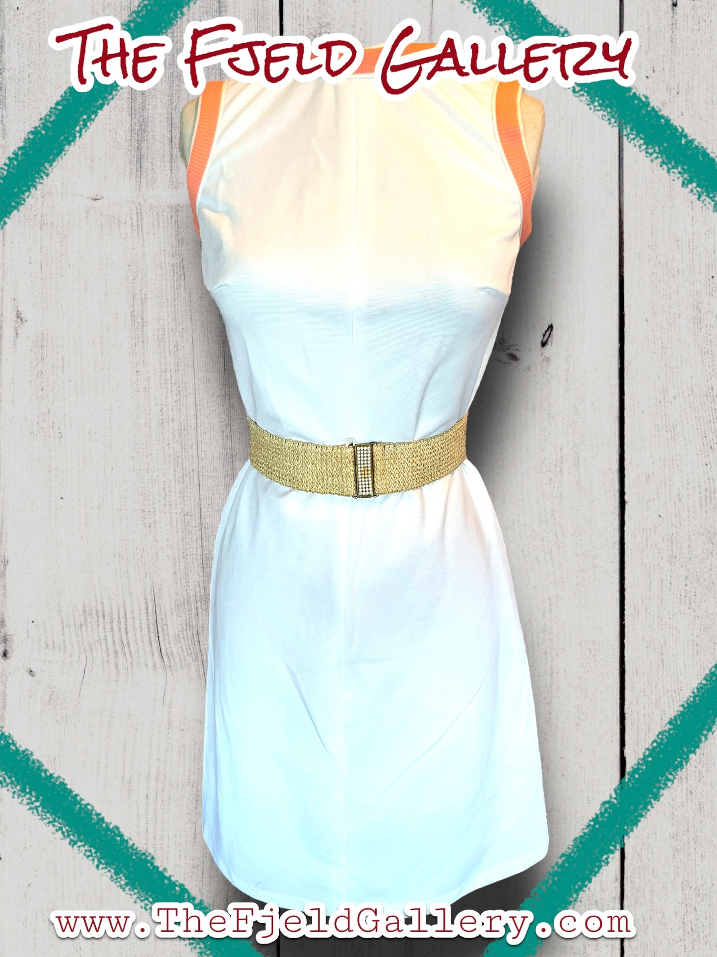 1960’s White, Pastel Pink, Blue & Green Spring Sleeveless Dress & Sweater Set