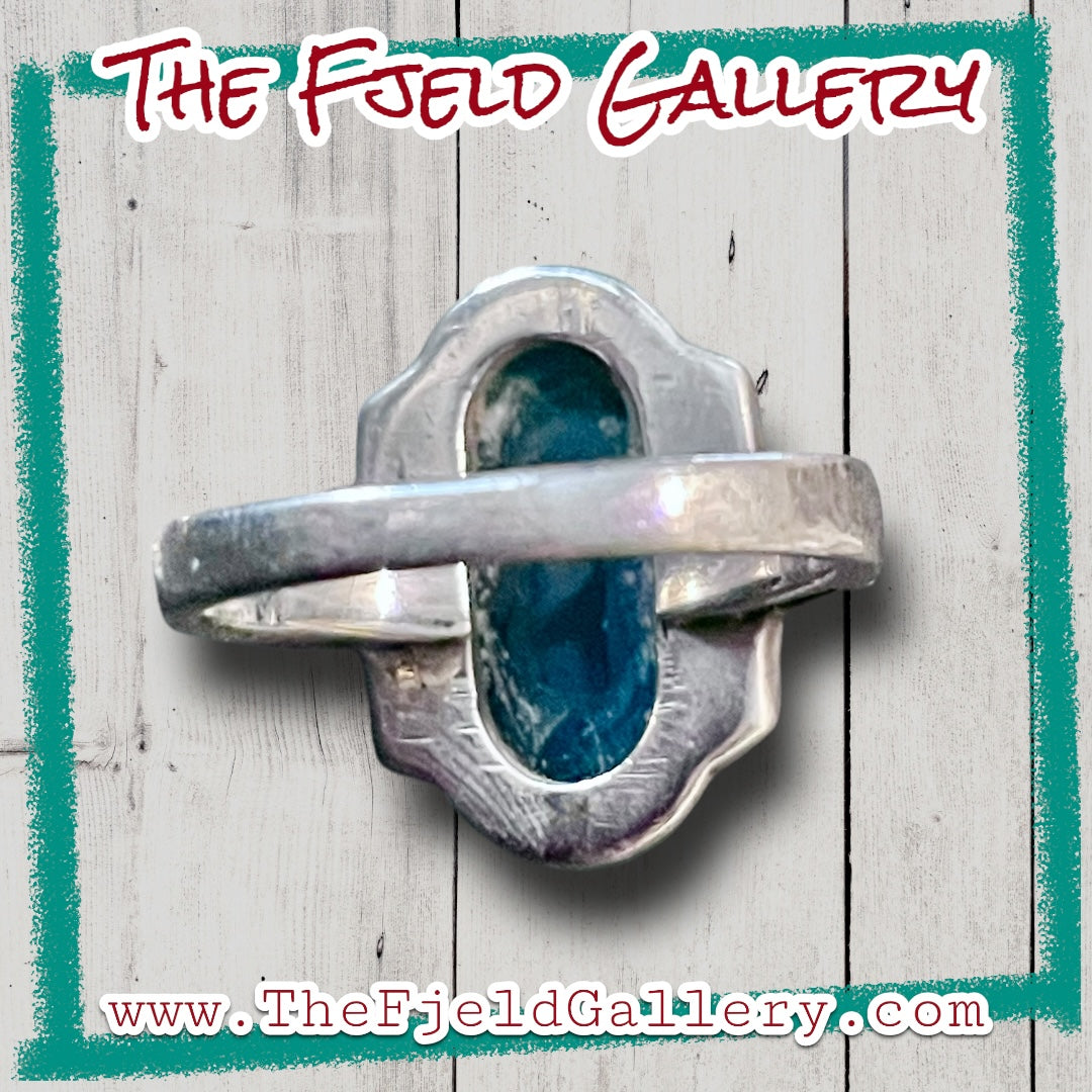 Chrysoprase Unique Art Deco Sterling Silver & Marcasite Overlay Ring