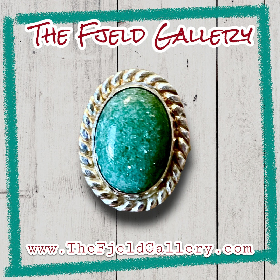 Amazonite Sparkling Blue Cabochon Handmade Sterling Silver Ring