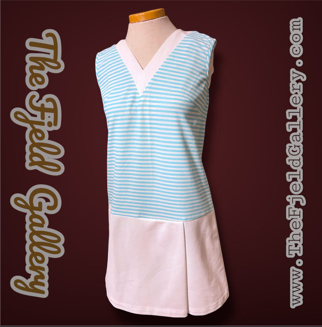 1960’s Baby Blue & White Striped Sears Romper Kulat Jumpsuit