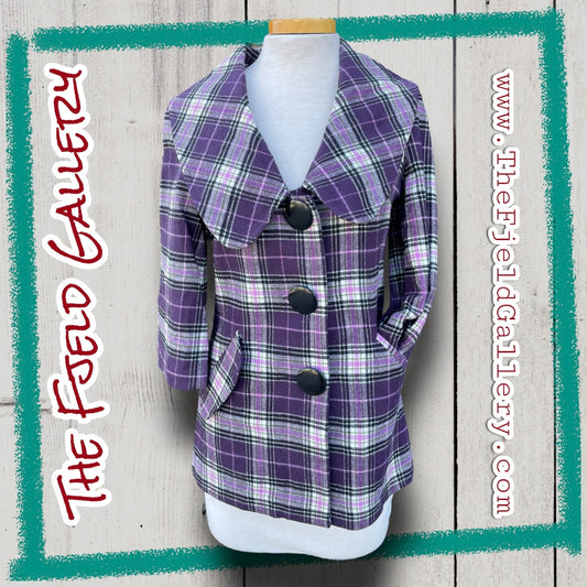 Vintage Early 00’s Purple, Pink & Green Plaid Kensie Girl 3/4 Coat