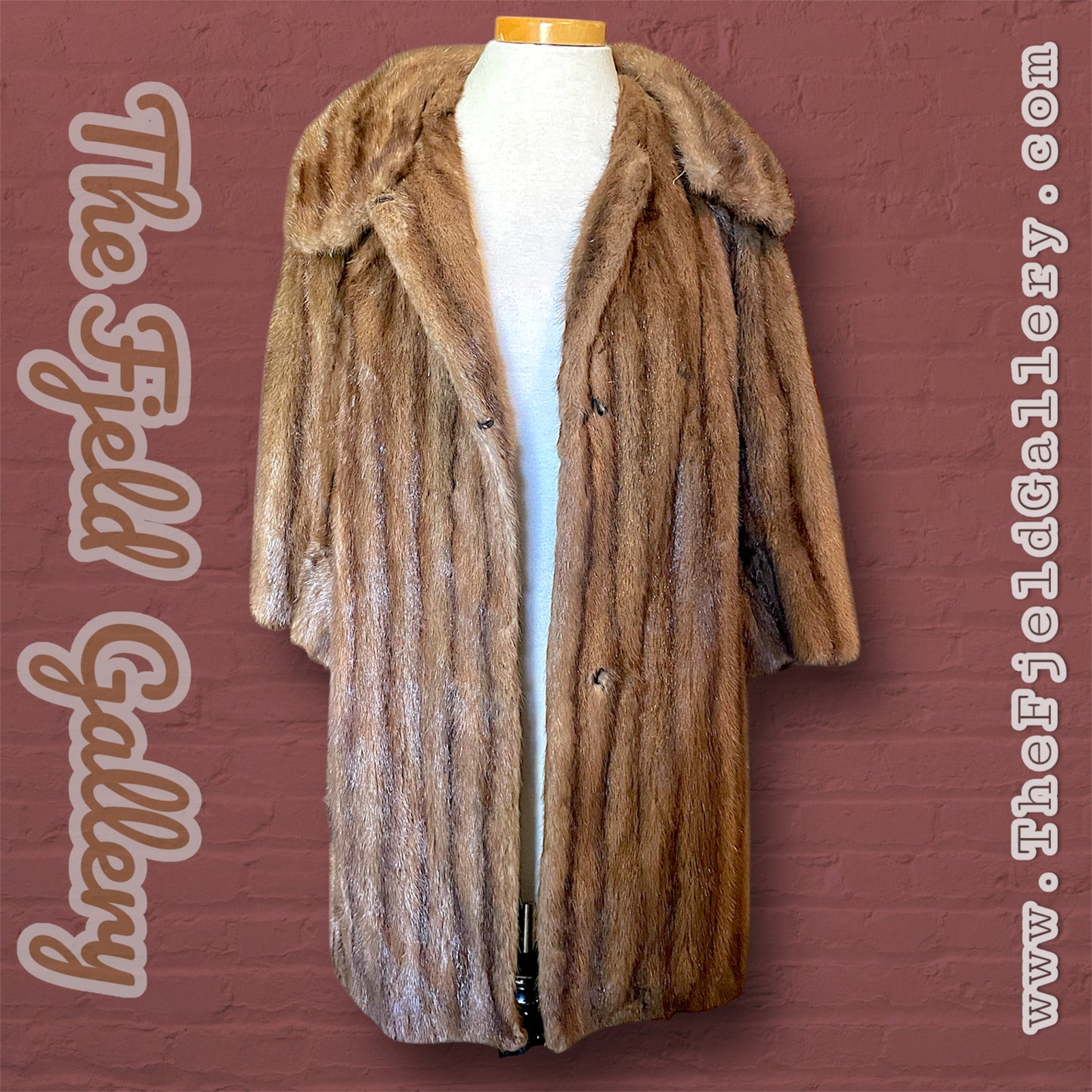 Vintage Long Brown Collared Mink Fur Coat