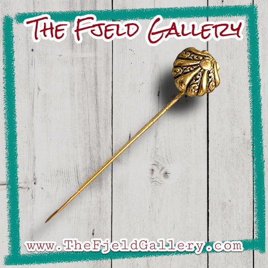 Art Nouveau Gold Shell Stick Lapel Pin Brooch