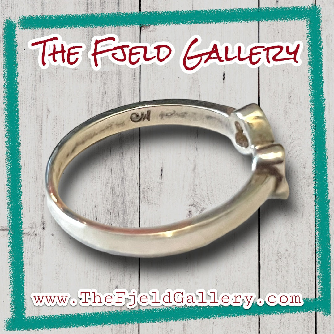 Double Heart Zircon Sterling Silver Ring