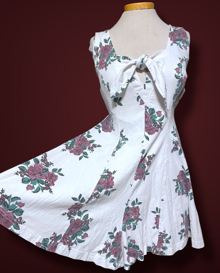 1990’s White & Purple Rose Print Tank Top Romper Jumpsuit