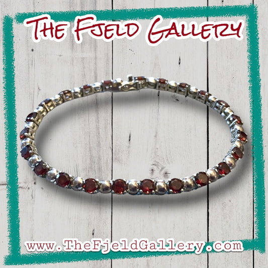 Sterling Silver Garnet Tennis Bracelet