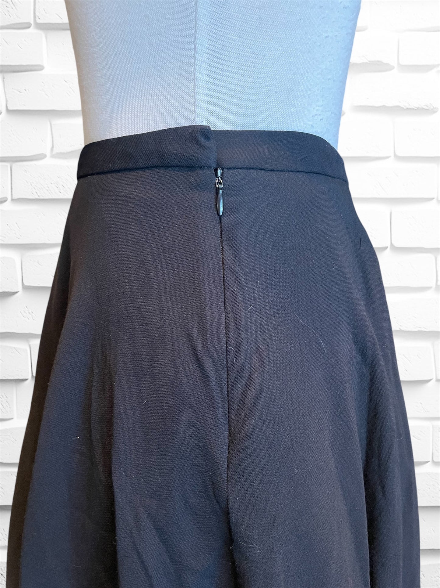 Vintage Full Black Wool Circle Skirt with Several Layers of Under Lining