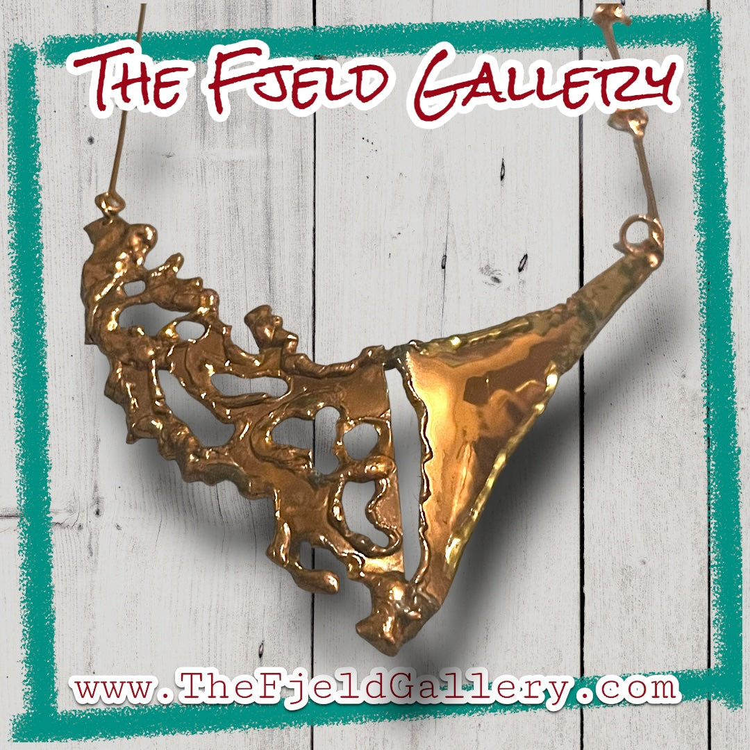 Barbaric Arts & Crafts Copper & Brass 1940’s Vintage Chevron Necklace