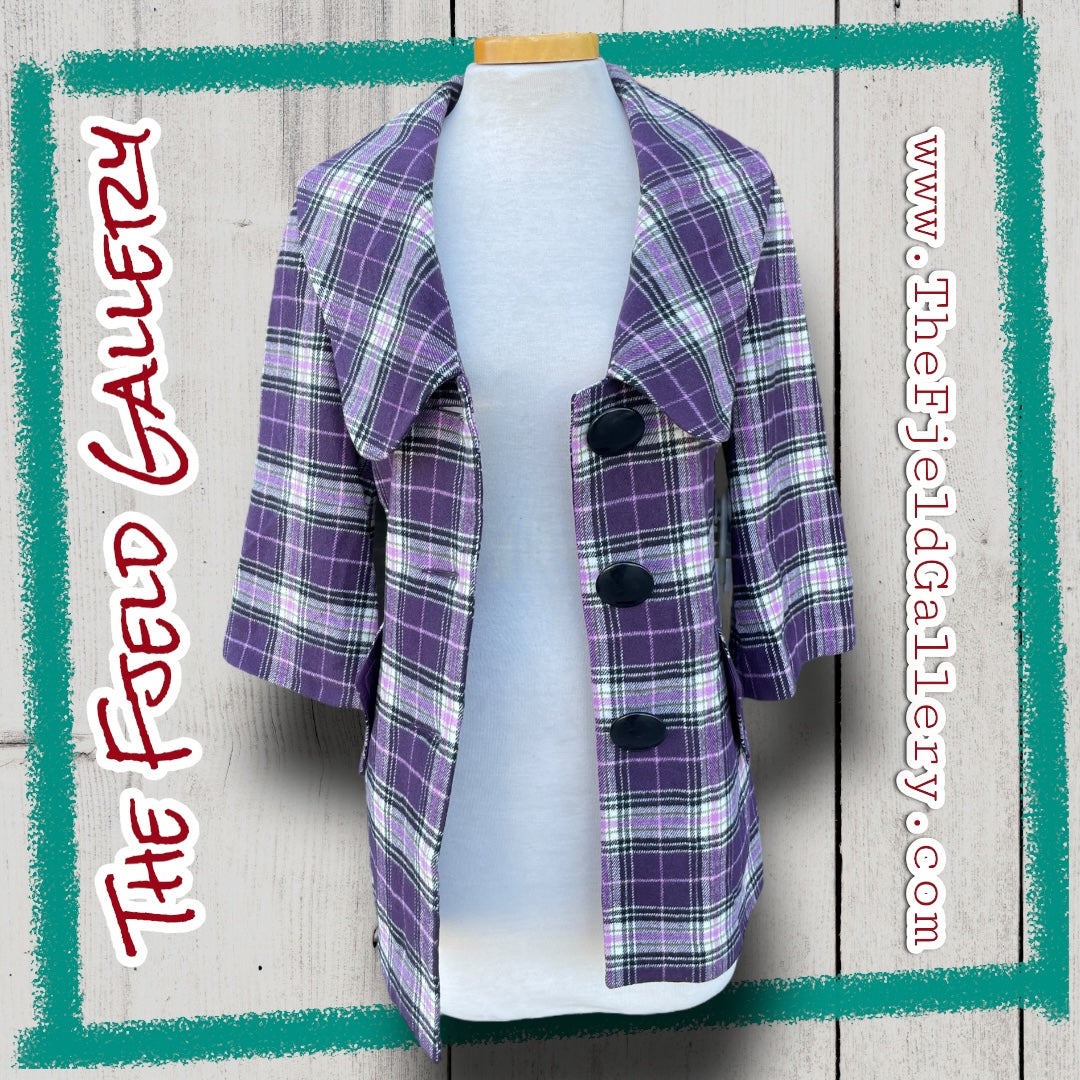 Vintage Early 00’s Purple, Pink & Green Plaid Kensie Girl 3/4 Coat