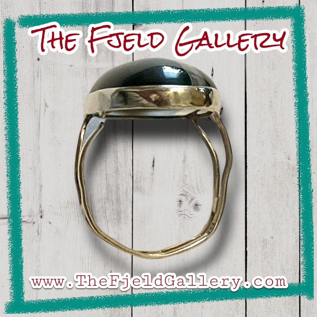 Black & White Botswana Agate Gemstone Sterling Ring