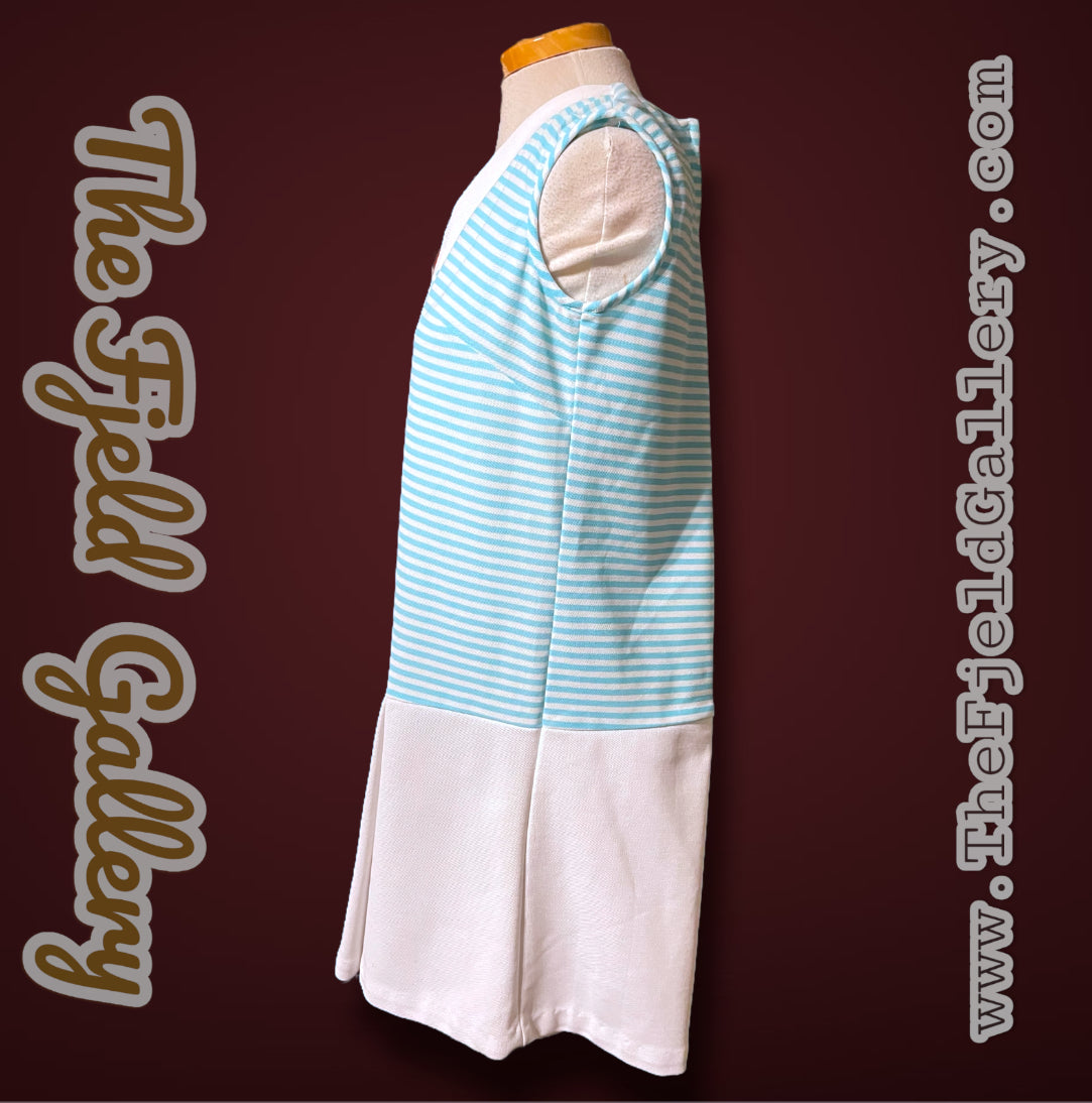 1960’s Baby Blue & White Striped Sears Romper Kulat Jumpsuit