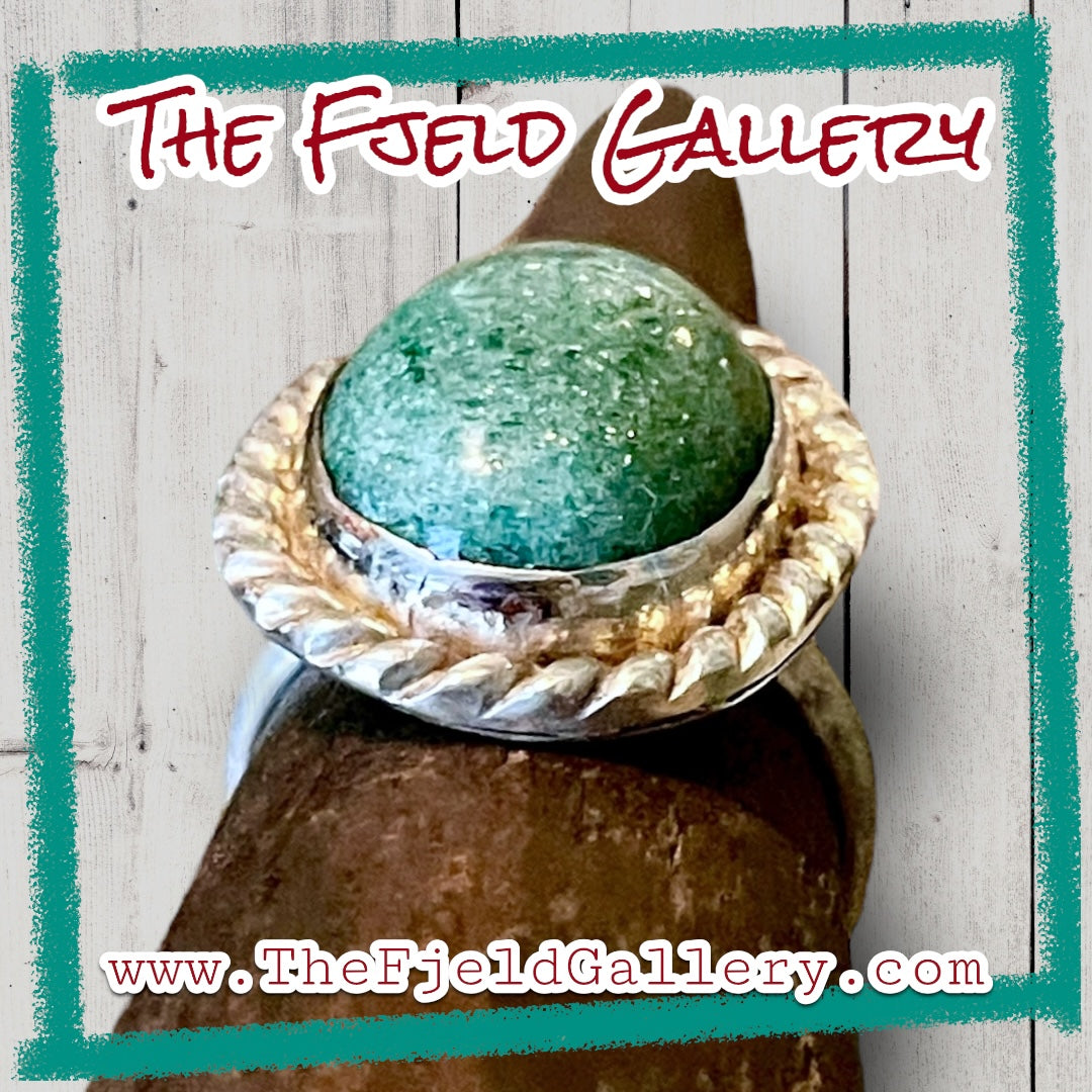 Amazonite Sparkling Blue Cabochon Handmade Sterling Silver Ring