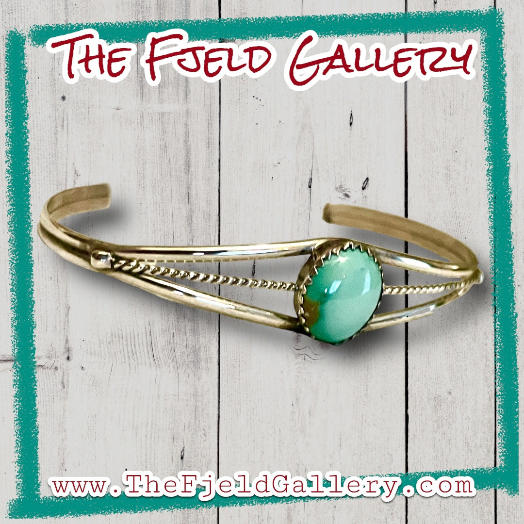 Petite Green Turquoise Sterling Silver Cuff Bracelet
