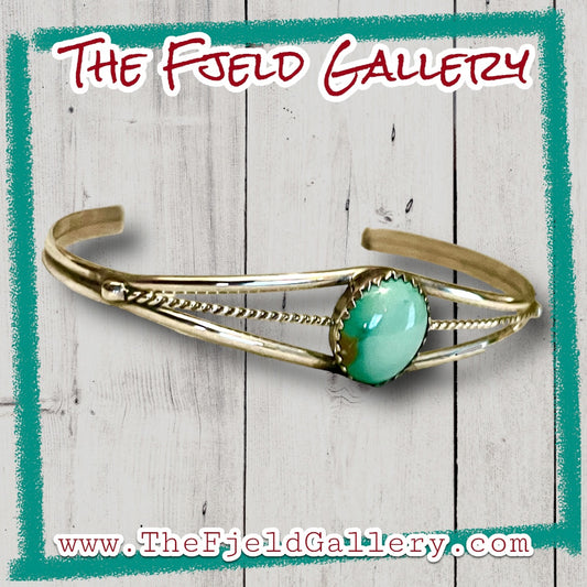 Petite Green Turquoise Sterling Silver Cuff Bracelet