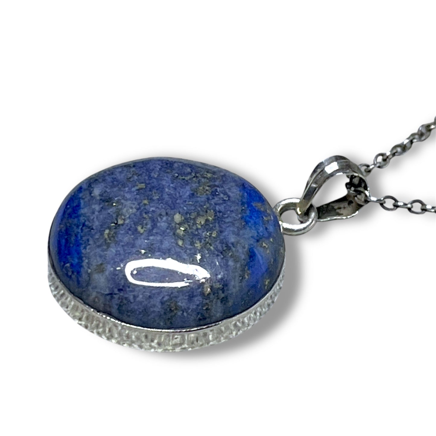 Sterling Silver Circle Lapis Lazuli Necklace Pendant
