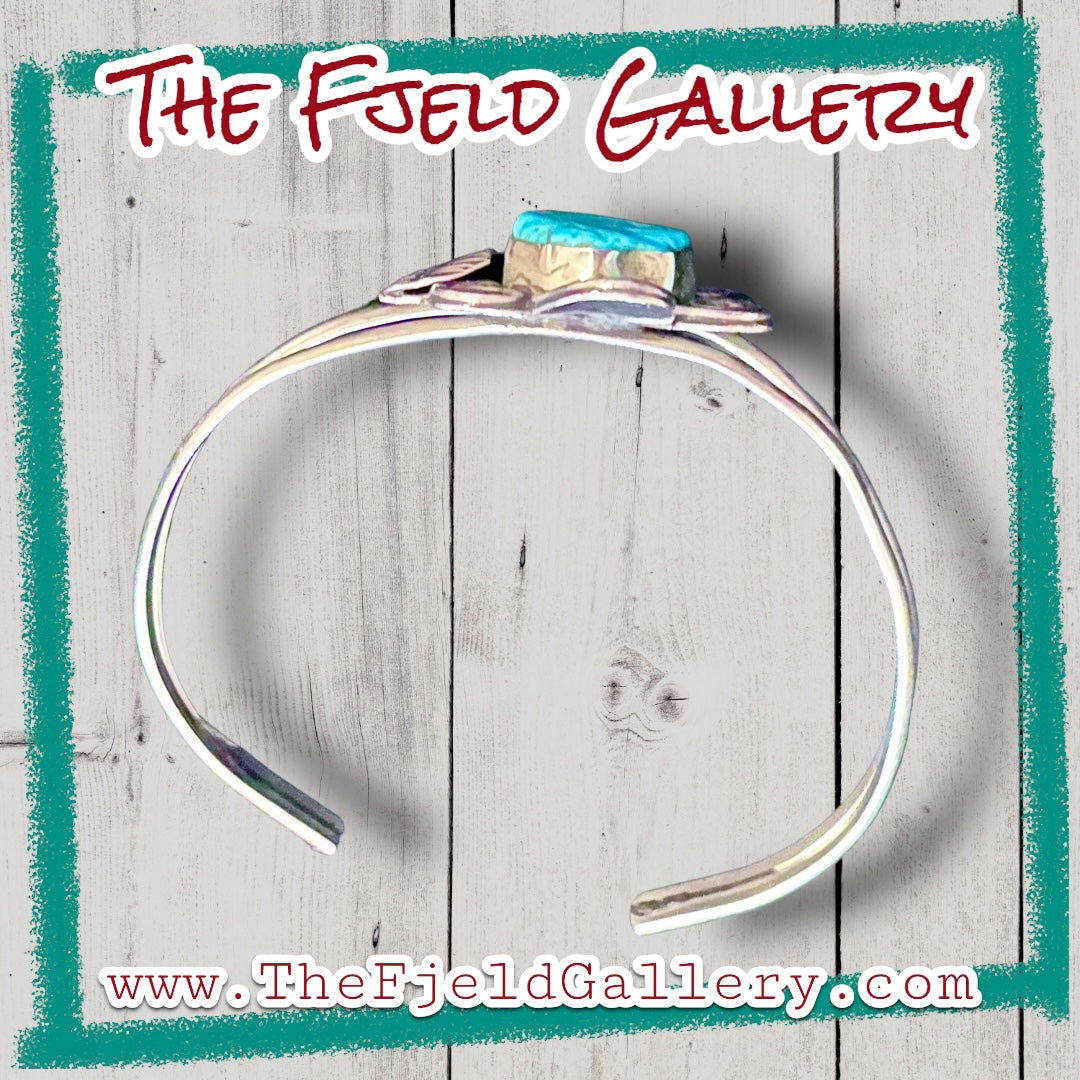 Turquoise Sterling Silver Vintage Taxco Mexico Cuff Bracelet