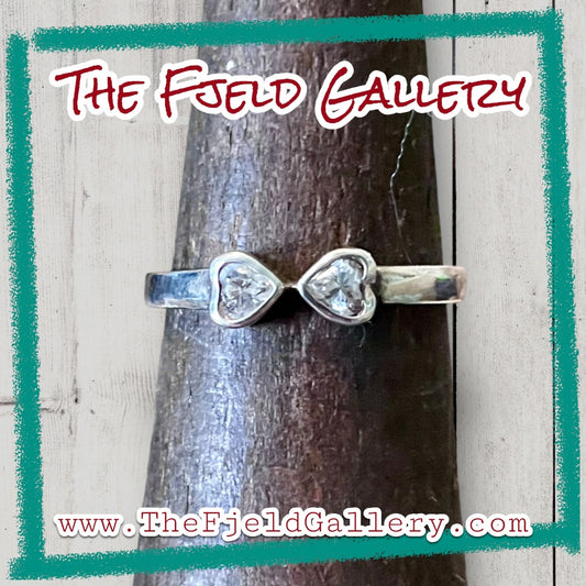 Double Heart Zircon Sterling Silver Ring