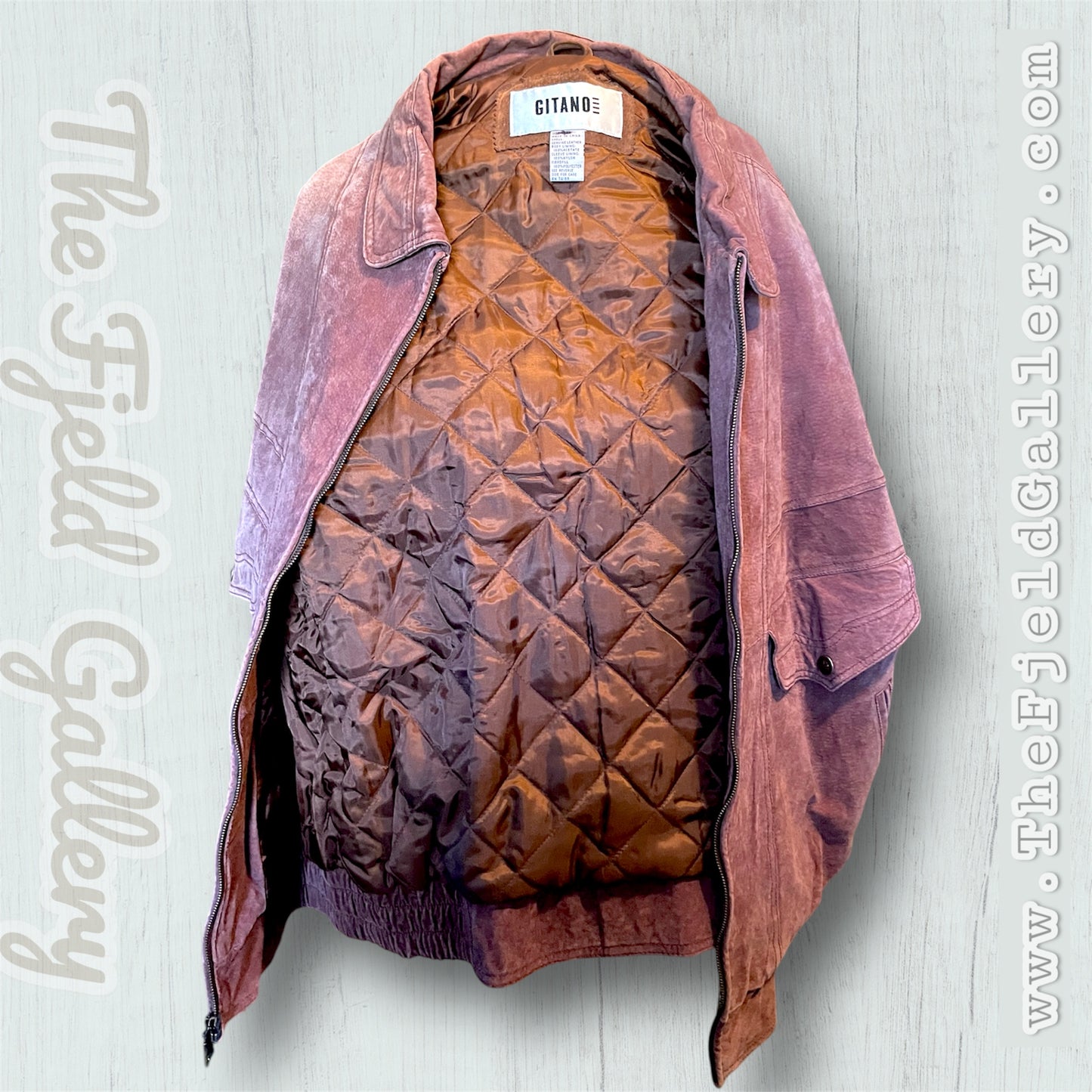 1990 Cognac Brown Suede Leather Gitano 2X Large Oversized Bomber Jacket