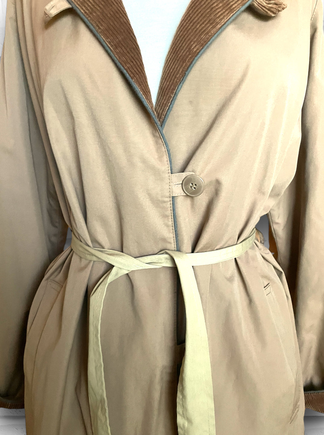 Vintage Reversible Brown Corduroy & Tan Trench Coat