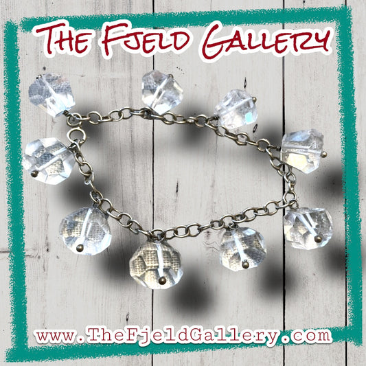 Quartz Gemstone Faceted Sterling Silver Charm Style Bracelet