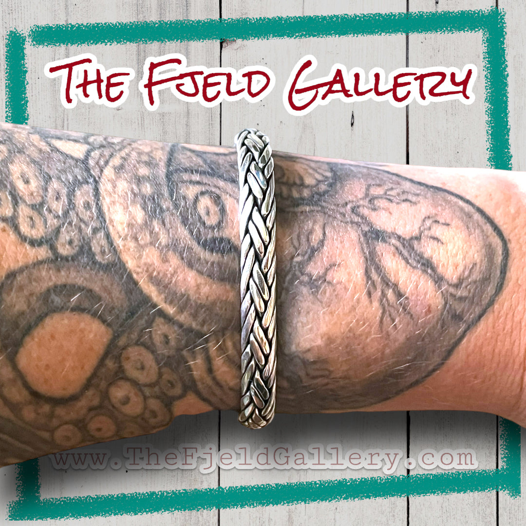 Vintage Cable Weave Sterling Silver Cuff Bracelet