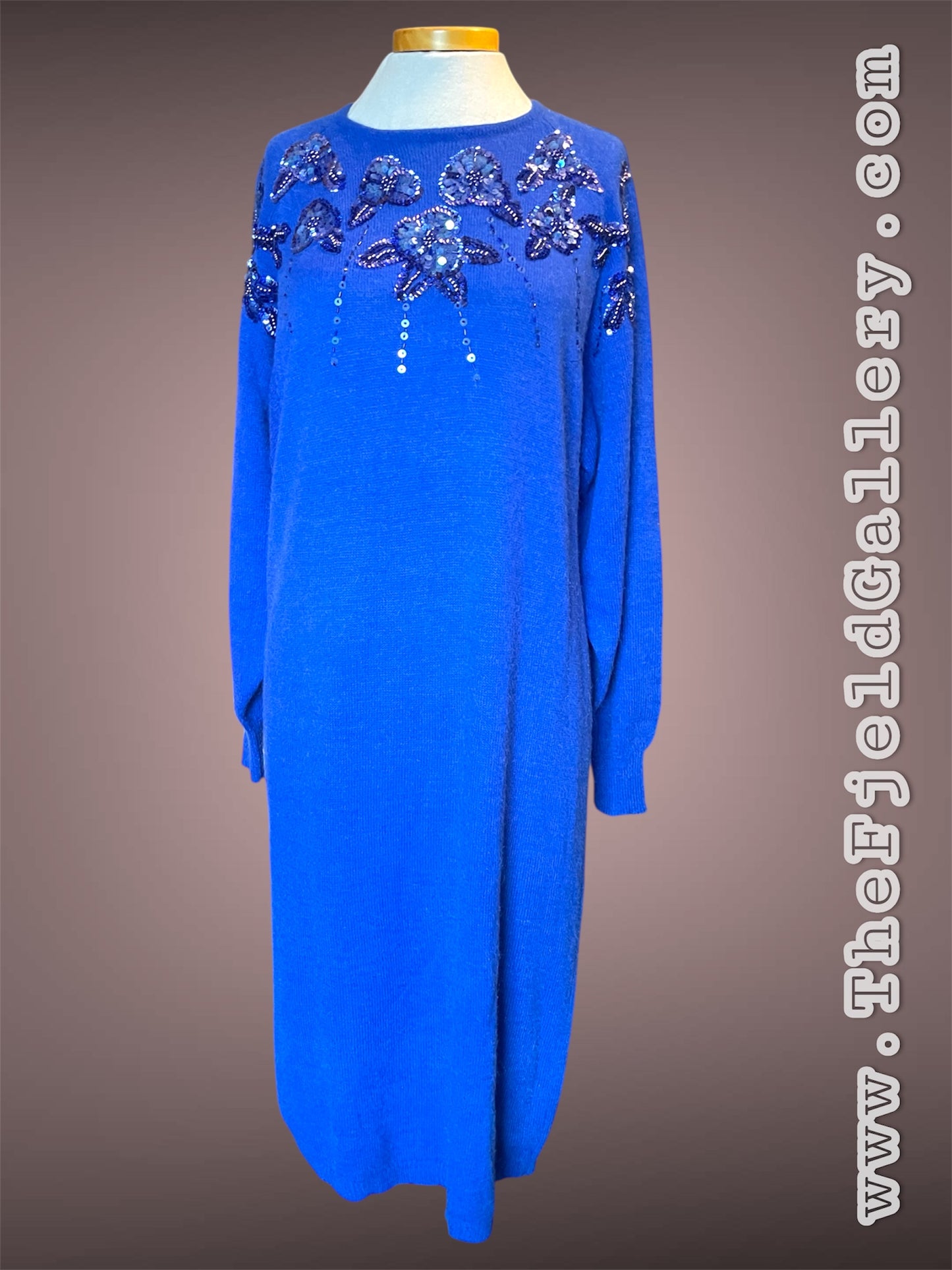 Vintage 1980’s Blue Sequin Sweater Dress