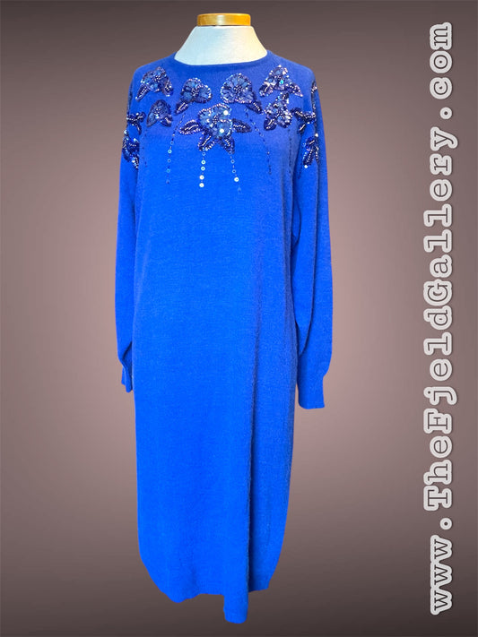 Vintage 1980’s Blue Sequin Sweater Dress
