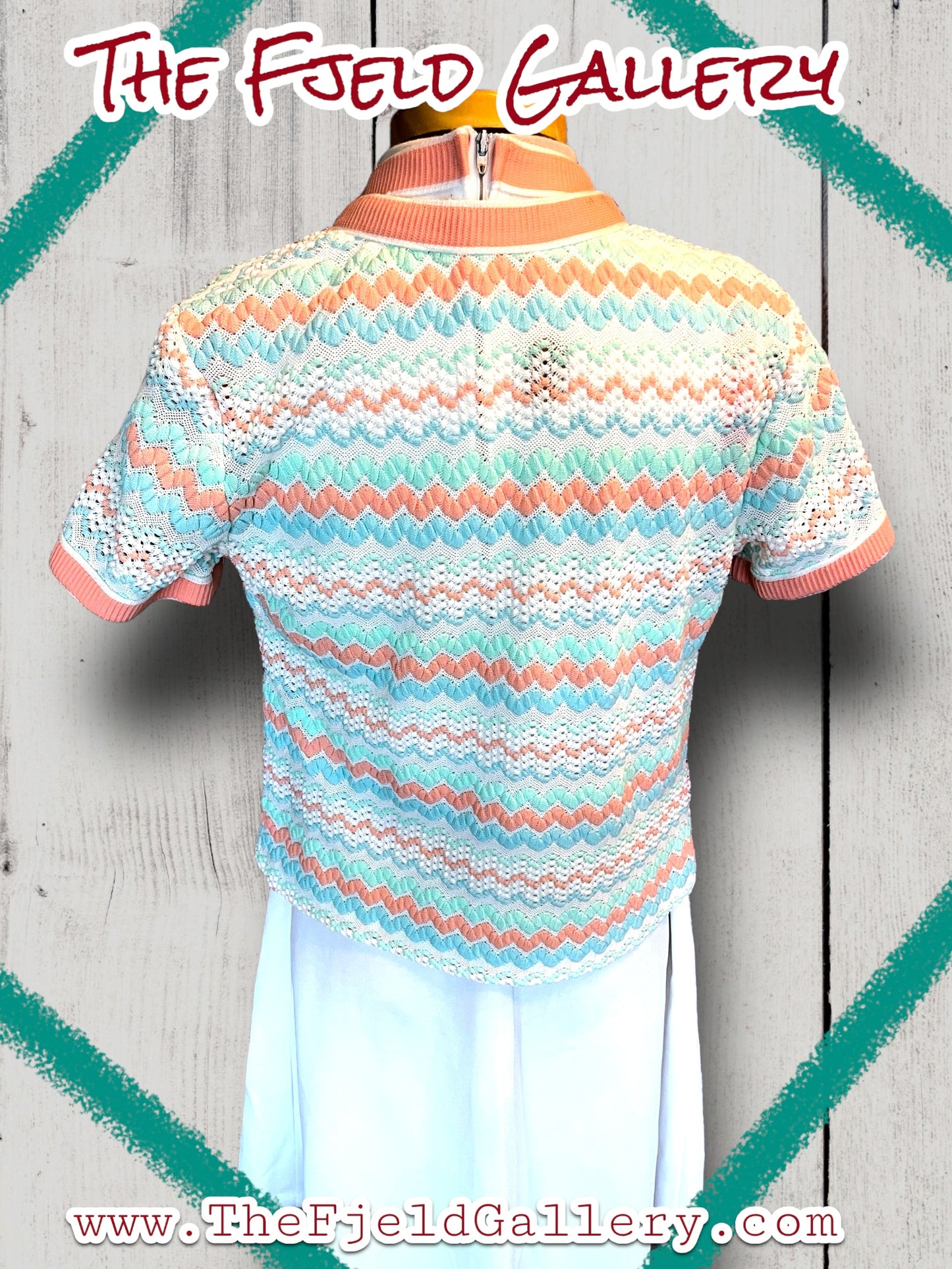 1960’s White, Pastel Pink, Blue & Green Spring Sleeveless Dress & Sweater Set
