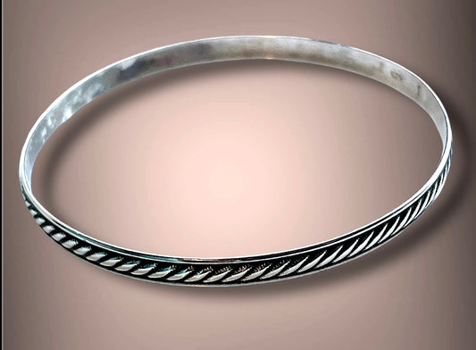 Vintage 1940’s Twisted Sterling Silver Bangle Bracelet $ Hallmarked