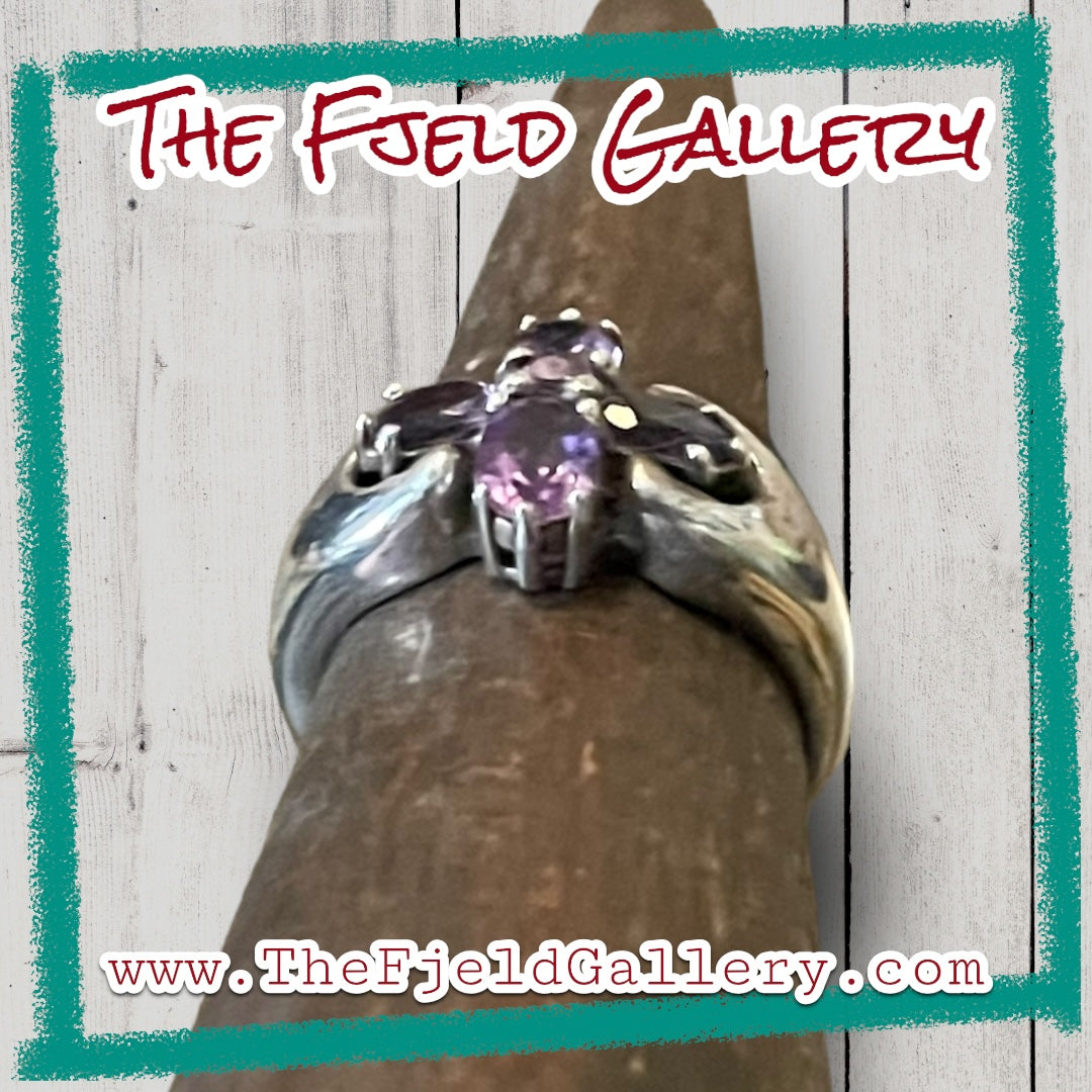 Amethyst Flower Sterling Silver Ring