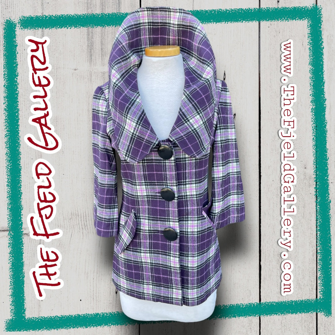 Vintage Early 00’s Purple, Pink & Green Plaid Kensie Girl 3/4 Coat