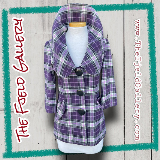 Vintage Early 00’s Purple, Pink & Green Plaid Kensie Girl 3/4 Coat
