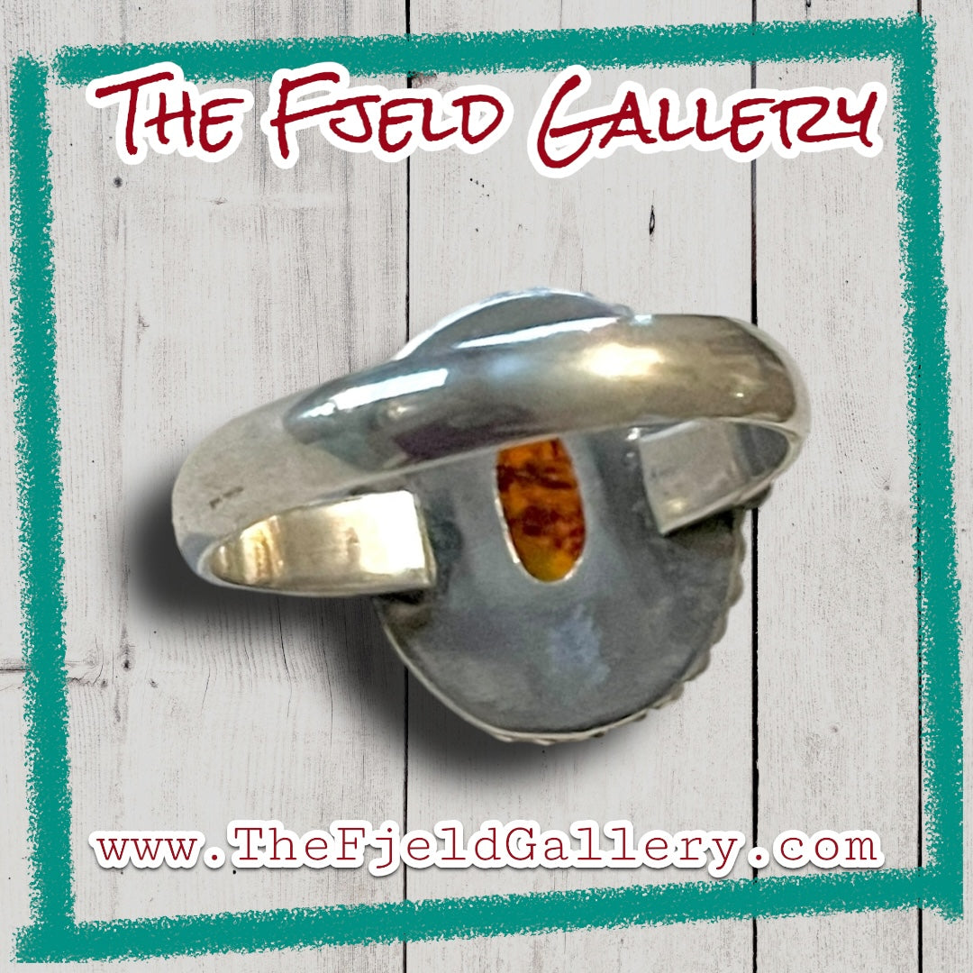 Amber Sterling Silver Vintage Ring