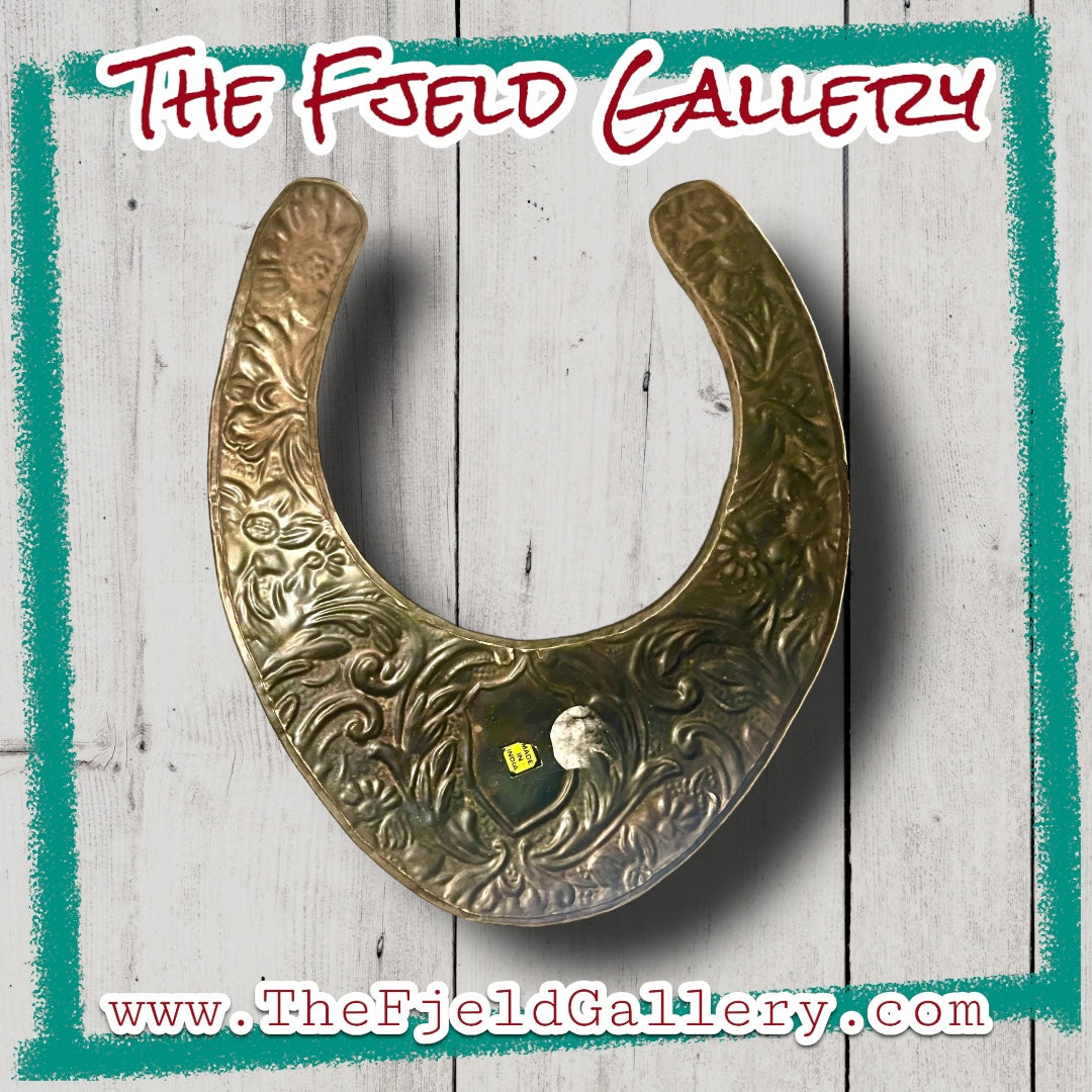 1970’s Runway Copper Mixed Metal Flourish Shield Neck Cuff Bib Necklace