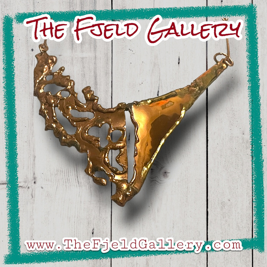 Barbaric Arts & Crafts Copper & Brass 1940’s Vintage Chevron Necklace