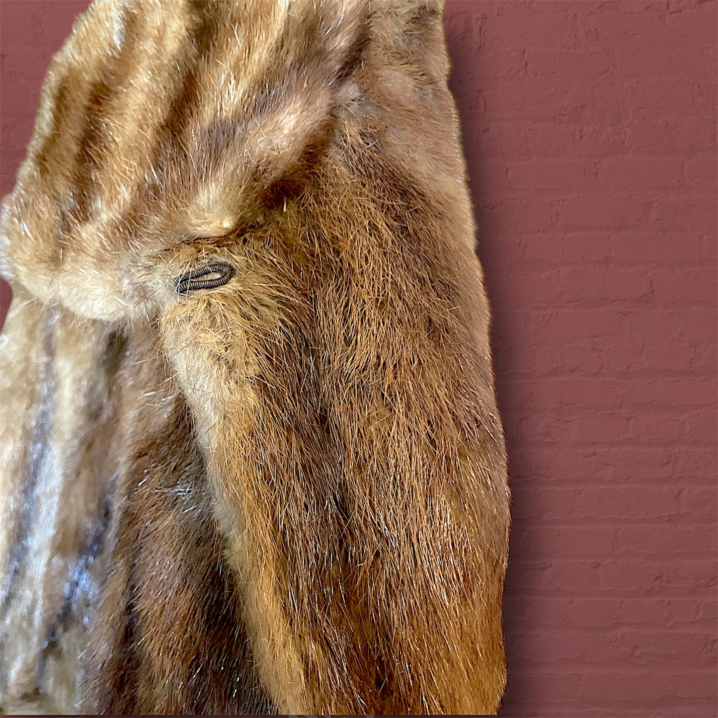 Vintage Long Brown Collared Mink Fur Coat