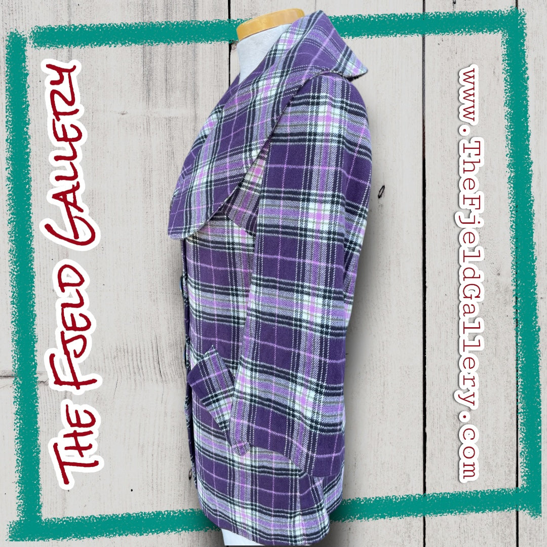 Vintage Early 00’s Purple, Pink & Green Plaid Kensie Girl 3/4 Coat