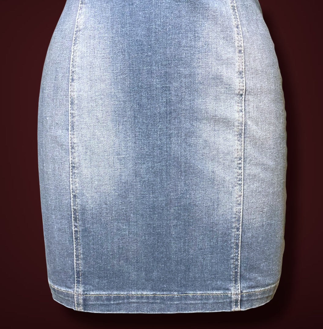 Vintage Guess Denim Jean Sheath Body Con Mini Dress