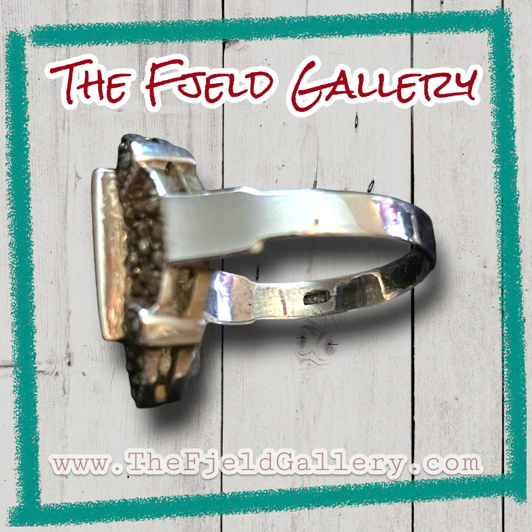 Vintage Art Deco Blue Chalcedony & Marcasite Sterling Silver Ring