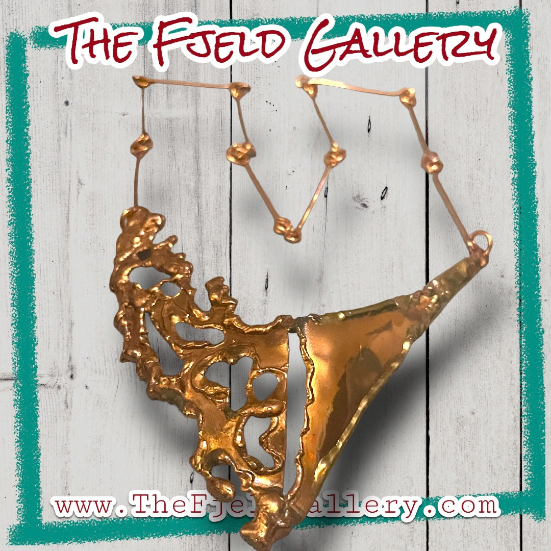 Barbaric Arts & Crafts Copper & Brass 1940’s Vintage Chevron Necklace