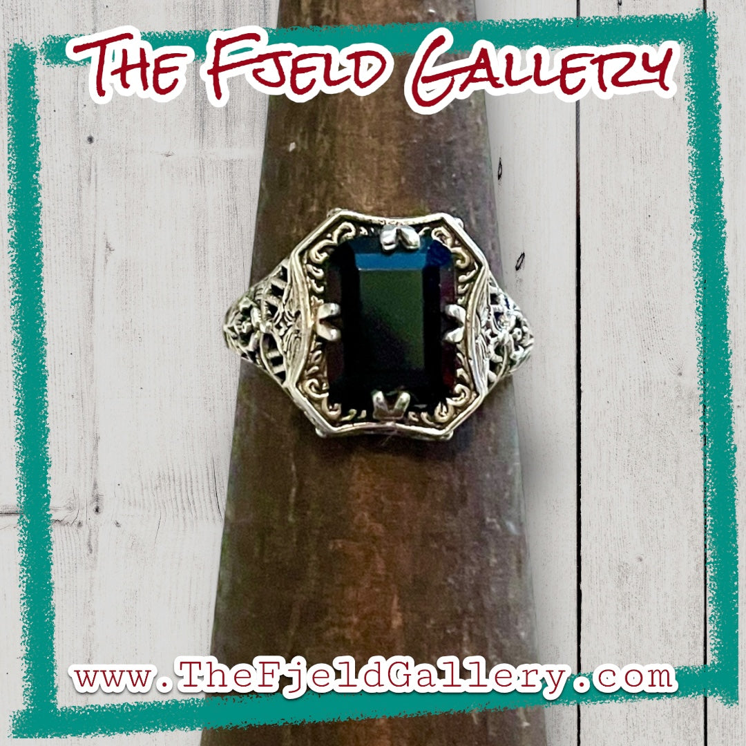 Brown Smokey Topaz Sterling Silver Victorian Filigree Ring