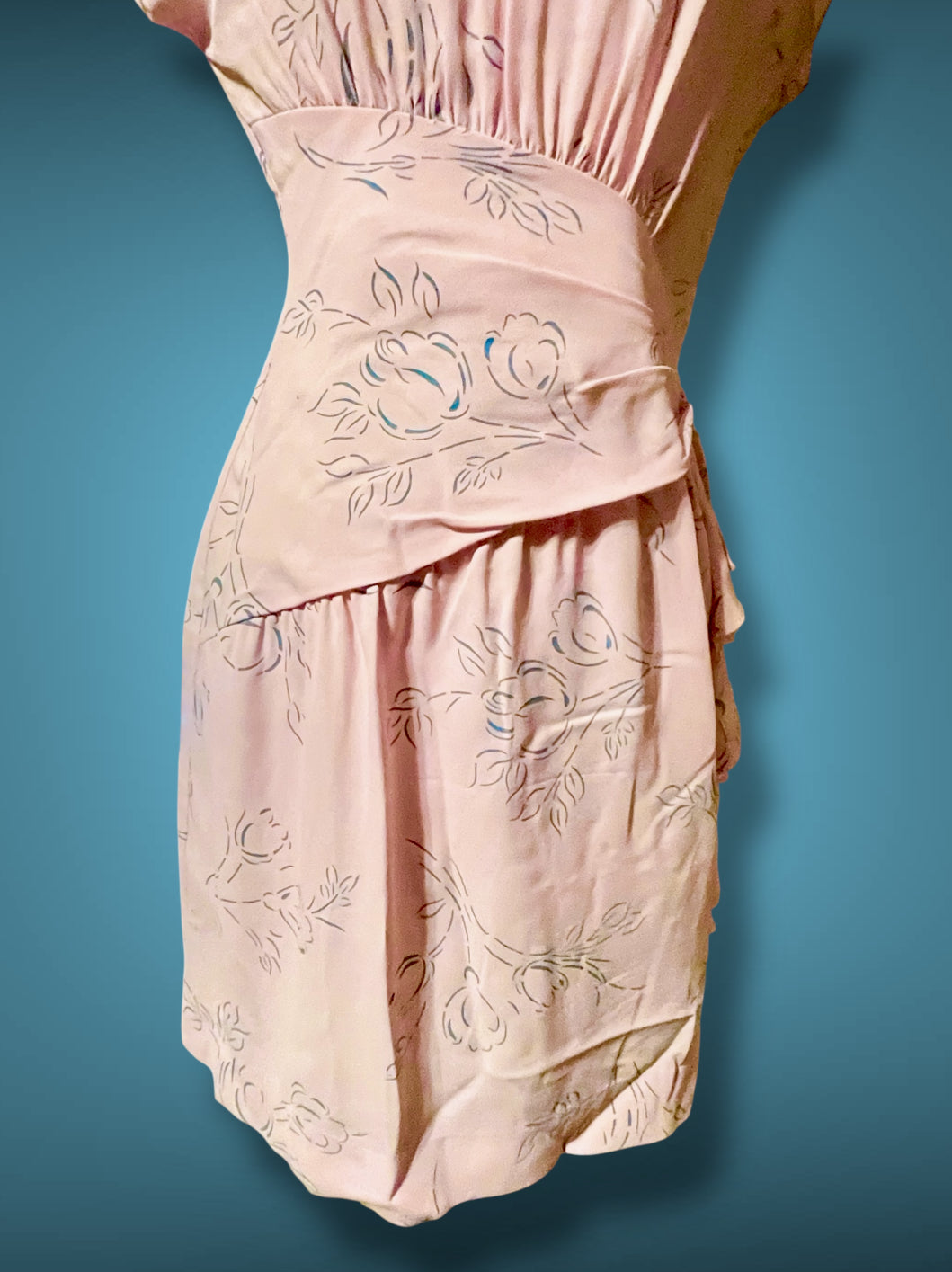 1980’s Pink & Blue Floral Print All That Jazz Dress sz 9